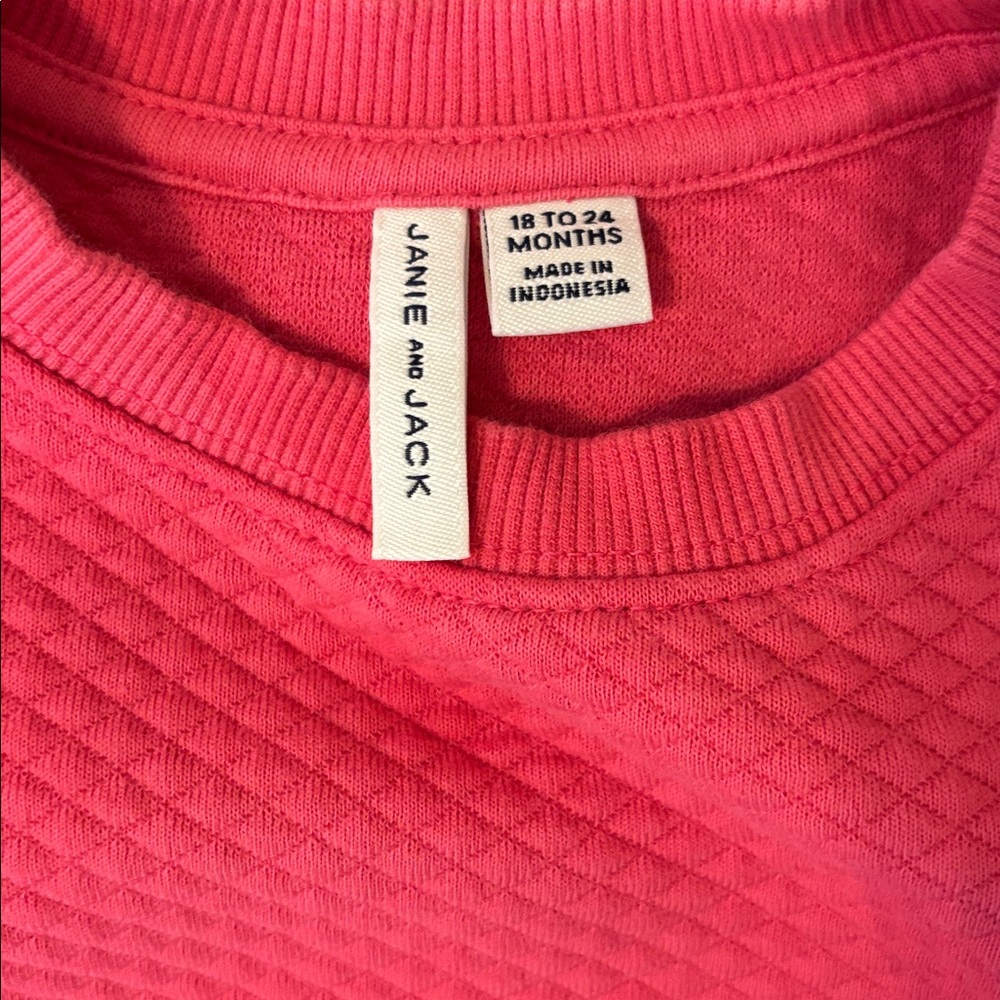 Janie & Jack Pink Quilted Heart Pocket Sweatshirt 18-24 months EUC - Picture 2 of 4